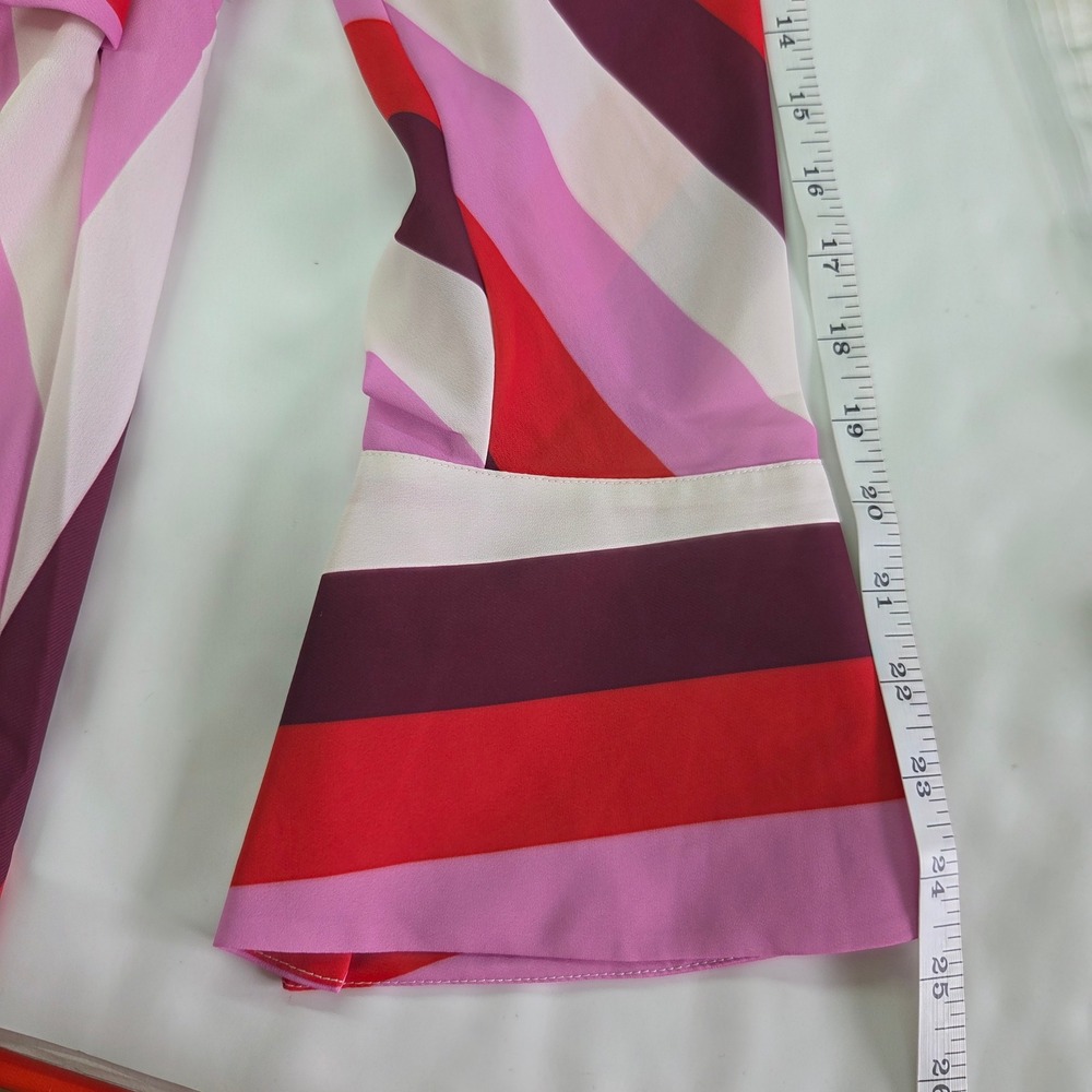 ELOQUII Twist Bodice Stripe Midi Dress Women 18 Pink Red Long Sleeve V-Neck New - Picture 12 of 13